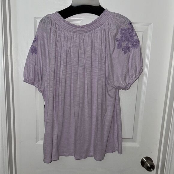 Style and co. Women's Lavender Embroidered Top 1x NWT - Picture 9 of 9